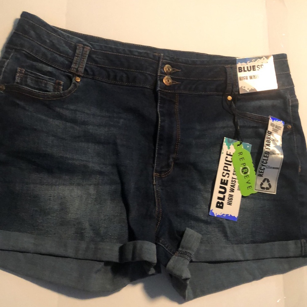Women’s stretchy plus size Blue spice high waist short